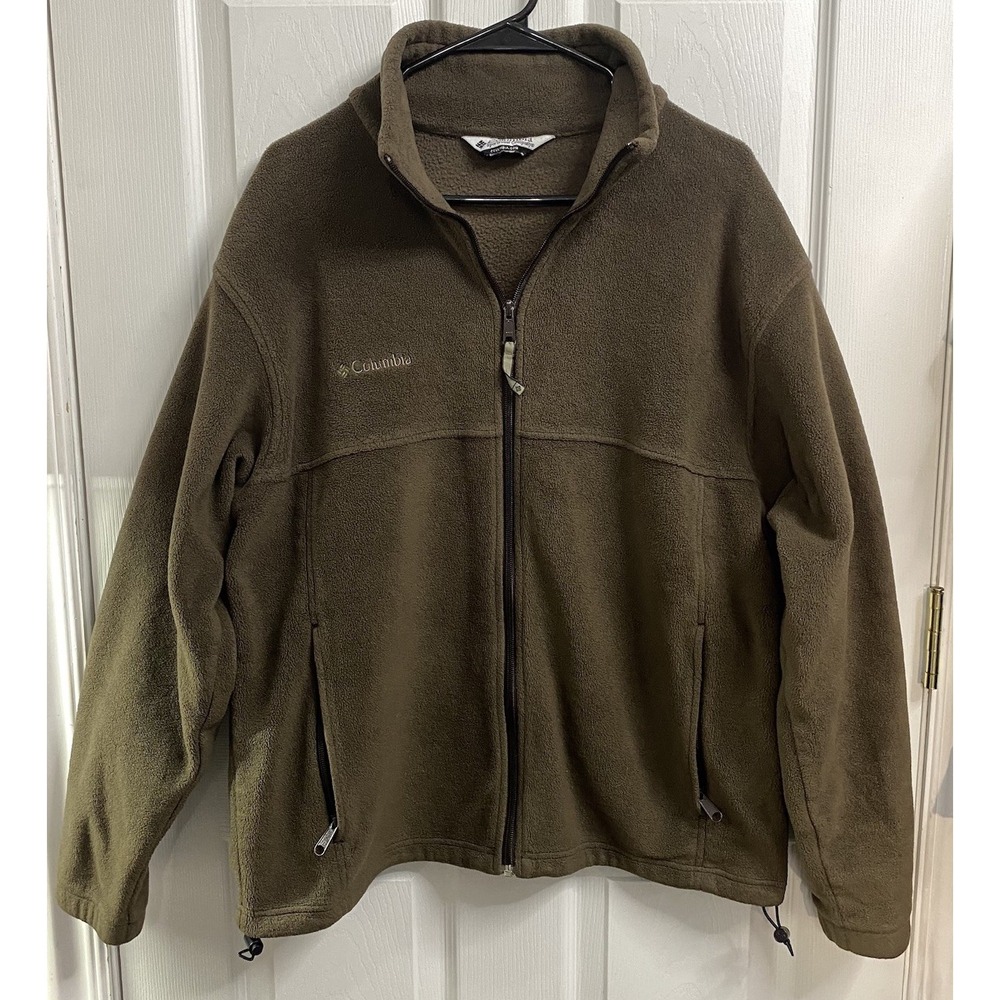 Columbia Sportswear Men Full Zip Fleece Jacket Chocolate Brown 46" Chest L/XL